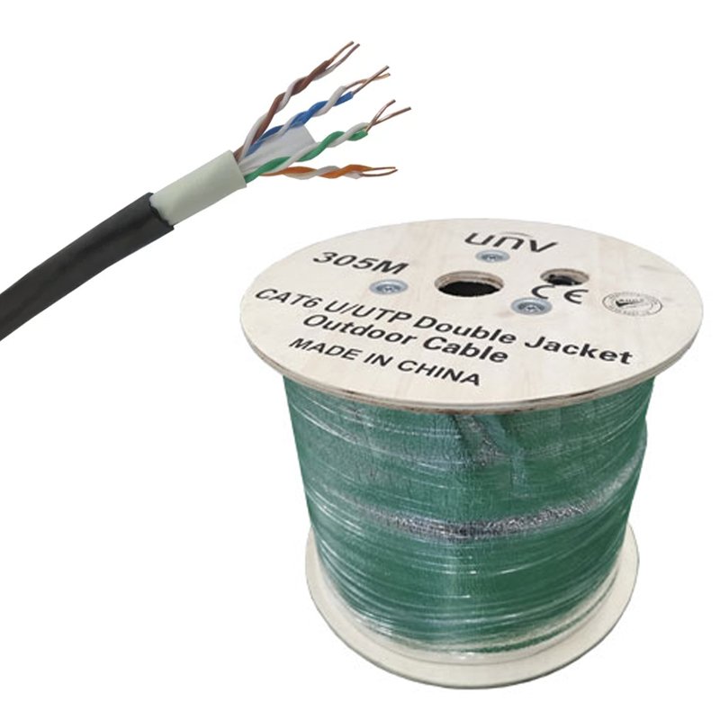 UNV UTP Cat6 Double Jacket 24 AWG PVC Outdoor 1000FT Cables