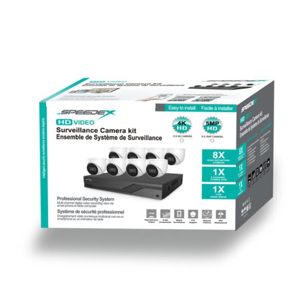 Speedex 0808HD-TU-5MP All-In-One 8 Channel 5MP Kit, XVR with Security 1TB HDD installed , 8pcs 5MP Turret Cameras, Cable and Power Supply - Image 2