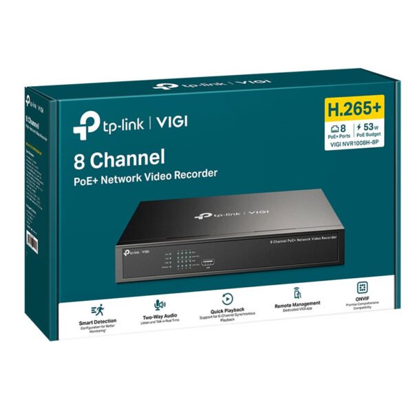 TP-Link VIGI NVR1008H-8P 8 Channel PoE+ Network Video Recorder - Image 3