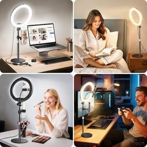 MACTREM 10" Desk Ring Light with Stand