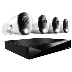 Night Owl Wired 2-Way Audio DVR Security System with 4 Bullet Indoor/Outdoor 2K Cameras and 1TB Hard drive - White